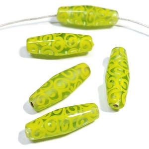 Artisan Handmade Lampowrked Elongated Swirl Bicone Beads