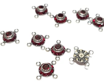Connettori vintage con strass in cristallo Swarovski Siam, 4 pezzi