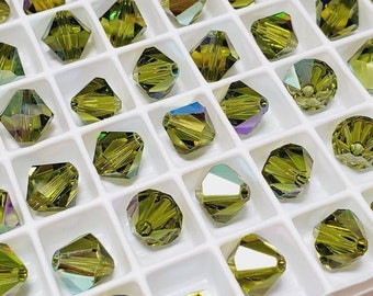 8 mm Olivine AB Swarovski Crystal Bicone Beads, 12 szt.