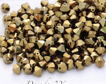 6mm Crystal Dorado 2X Swarovski Crystal Bicone Beads, 24pcs
