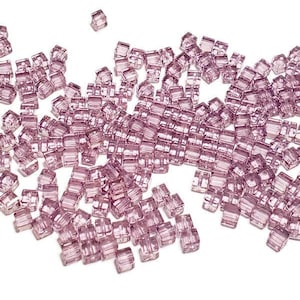 4mm Light Amethyst Swarovski Crystal Cube Beads, 12pcs