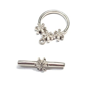 Sterling Silver and White Diamond Toggle Clasp. 1pc