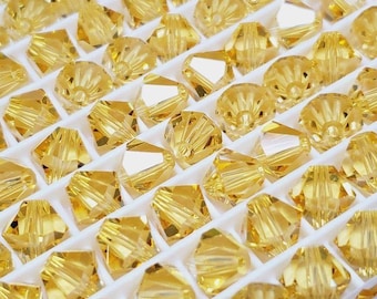 8mm Vintage Light Topaz Swarovski Crystal Bicone Beads, 12pcs