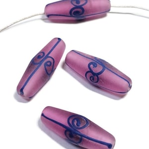 Artisan Handmade Lampowrked Elongated Swirl Bicone Beads