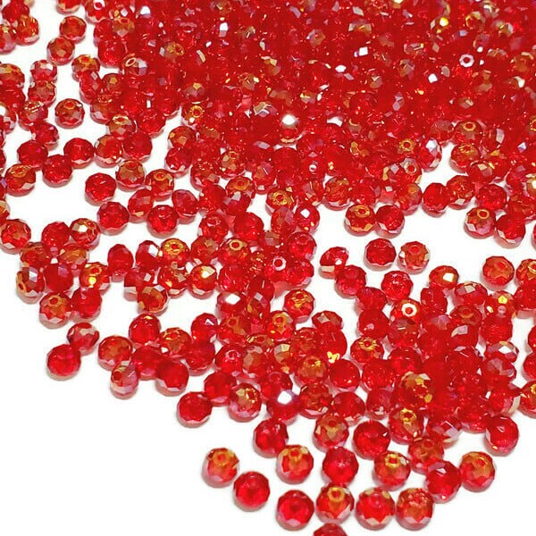 Perles de cristal du Siam Swarovski clair enduites de brandy 4 mm Article 5040 rondelles, 12 pièces