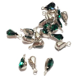 8mm Vintage Emerald Swarovski Kristall Strasstropfen, 6Stk