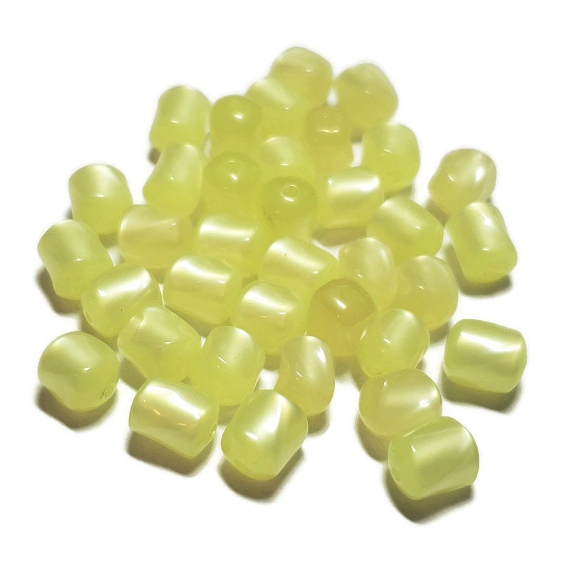 Vintage Moonglow Lucite Beads, 10x12MM, Round Twist Beads, Vintage Beads, Round Moonglow Beads, 36 Count Beads