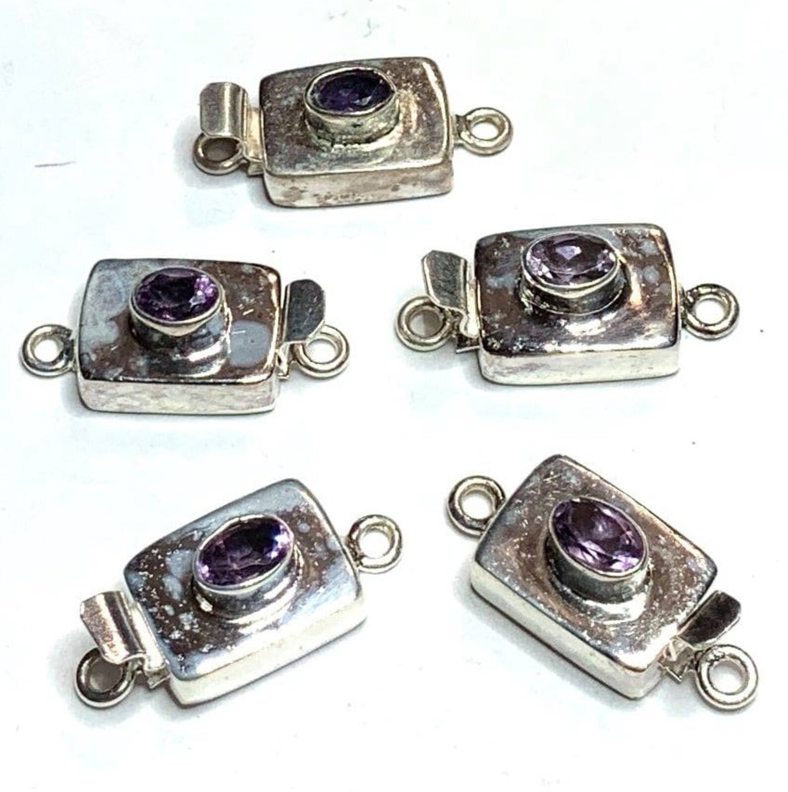 Silver Filled Box Clasp With Amethyst Gemstone Focal Stone Etsy UK