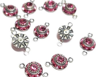 Connettori vintage con strass in cristallo Swarovski Rose, 4 pezzi