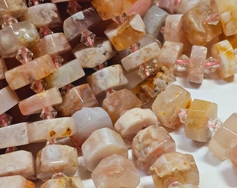 Extra Large Cherry Blossom Agate Faceted Gemstone Wheel Beads, 4 Pcs