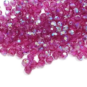 6mm Fuchsia AB Swarovski Crystal Article 5000 Round Beads, 12pcs