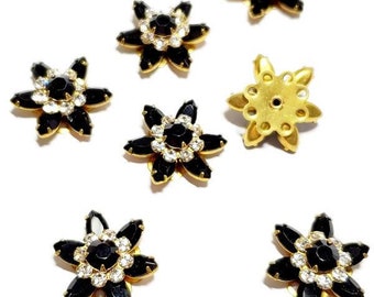 18mm Vintage Jet Black Swarovski Rhinestone Flower Finding, 1pc