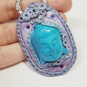 Artisan Hand Crafted Mixed Media OOAK Pendant, Mixed Media OOAK, Poly Clay, Metal, Stone, Artisan Pendant, Mixed Media Pendant, Clay Pendant