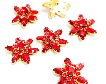 18mm Vintage Light Siam Swarovski Rhinestone Flower Finding, 1pc