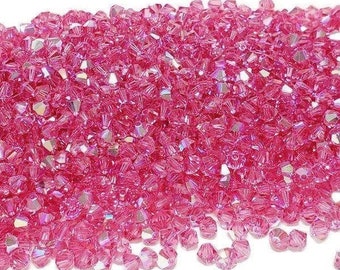 4mm Rose AB Swarovski Crystal Bicone Beads, 48pcs