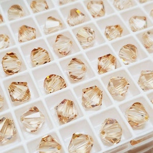 8mm Crystal Golden Shadow Swarovski Crystal Article 5328 Bicone Beads, 12pcs
