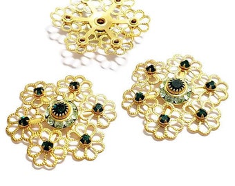 28mm Vintage Swarovski Rhinestone Flower Finding, 1pc
