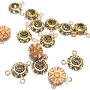 Vintage Swarovski Black Diamond Crystal Rhinestone Connectors, 4 szt.
