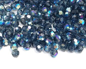 6mm Montana Blue AB Swarovski Round Crystal Beads, 12pcs