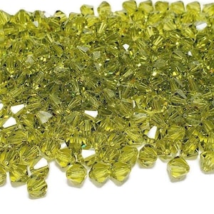 6mm Light Olivine Swarovski Crystal Article 5328 Bicone Beads, 24pcs