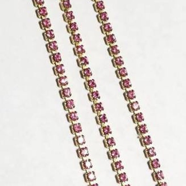 Swarovski Rhinestone Brass Set Crystal Cup Chain with PP11 (1.8mm) Rose Crystal Stones