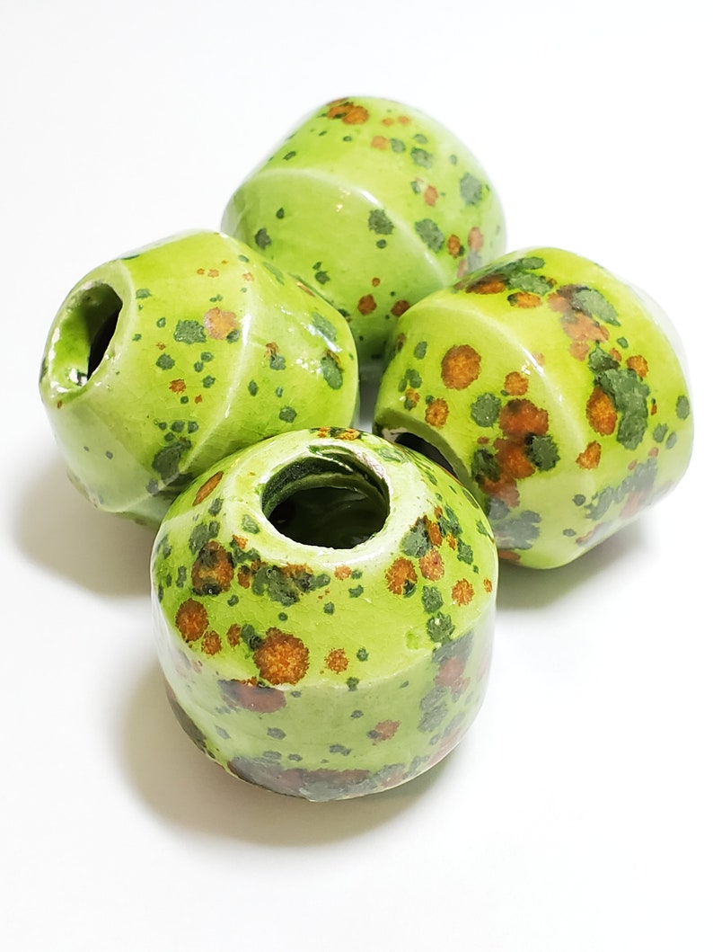 Ceramic Macramé Bead Banded Round Vintage Ceramic Bead Etsy