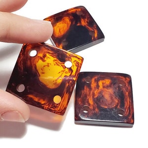 32mm Vintage Tortoise Shell Bakelite Square Pendant, 1pc