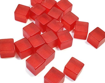 10mm Vintage Red Bakelite Cubes, 5pc
