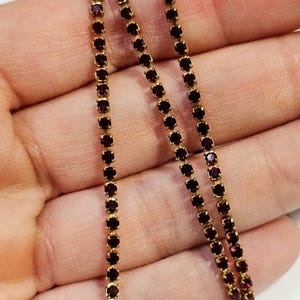 Swarovski Rhinestone Brass Set Crystal Cup Chain with 14pp (2.1mm) Siam Crystal Stones