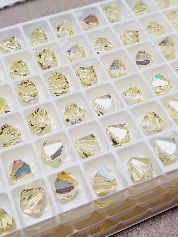 8mm Jonquil AB Swarovski Crystal Article 5328 Bicone Beads, 12pcs