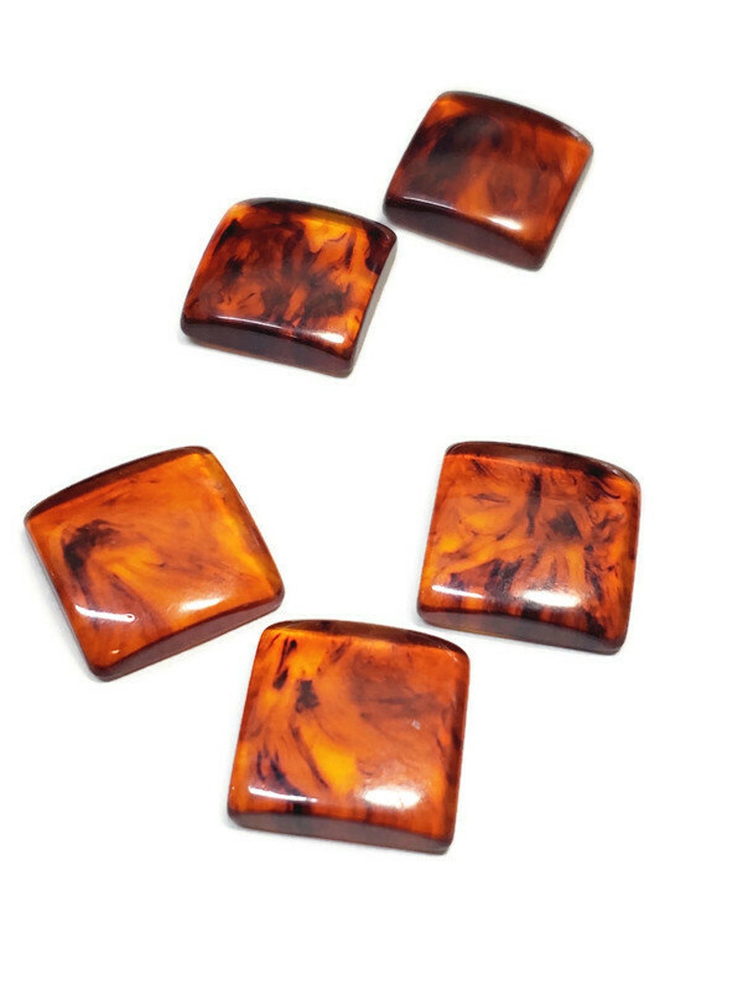 Boucles D'oreilles Vintage En Bakélite - Clips Style Ambre - Occasion