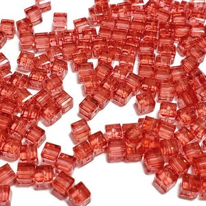 4mm Padpardscha Swarovski Crystal Cube Beads, 12pcs