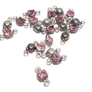 5mm Vintage Light Rose Swarovski Crystal Rhinestone 2 Loop Connectors, 6pcs