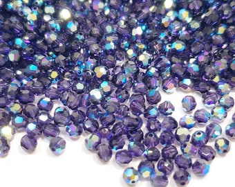 4mm Purple Velvet AB Swarovski Crystal Round Beads, 24pcs