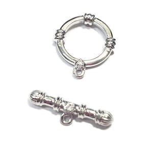 Sterling Silver and White Diamond Toggle Clasp. 1pc