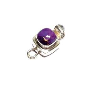 10mm Solid Sterling Silver Genuine Copper Purple Turquoise Box Clasp, 1pc