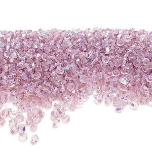 3mm Mixed Light Amethyst and AB Swarovski Crystal Article 5328 Bicone Beads, 48pcs