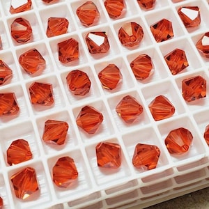 8mm Indian Red Swarovski Crystal Article 5328 Bicone Beads, 12pcs