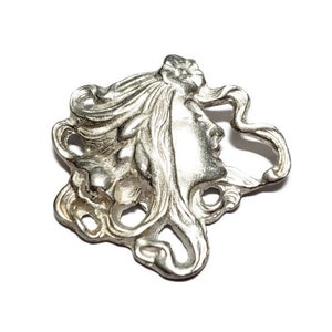 Vintage Art Nouveau Haugrud Tinn Norway Fine Pewter Pendant, 1pc