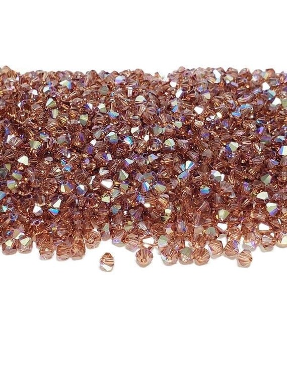 4mm Light Smoked Topaz AB Swarovski Crystal Bicone Beads, 48pcs