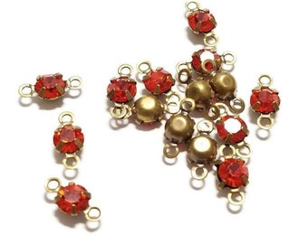 5mm Hyacinth Vintage Swarovski Crystal Rhinestone 2 Loop Connectors, 6pcs
