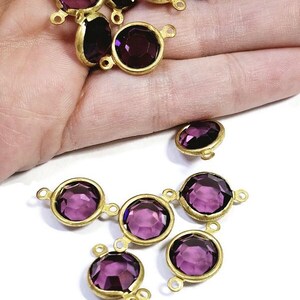 Vintage Brass and Swarovski Double Loop Drop, 4 Pcs