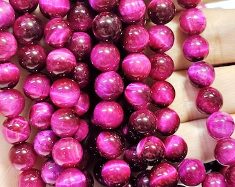 Magenta Tiger Eye Gemstone Smooth Rounds, 8MM