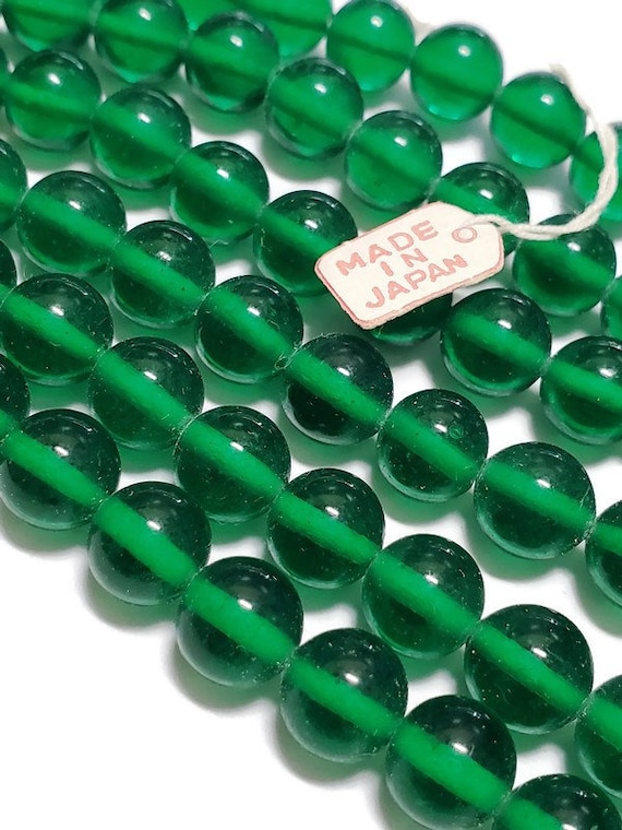 8 mm ヴィンテージ グリーン チェリー ブランド ガラス ビーズ、25 個