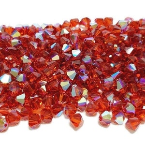 6mm Indian Red AB Swarovski Crystal Article 5328 Bicone Beads, 24pcs