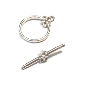 Sterling Silver and White Diamond Toggle Clasp. 1pc