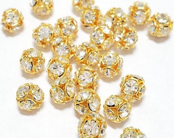 6mm Vintage Swarovski Crystal Filigree Bead Balls, 6pcs