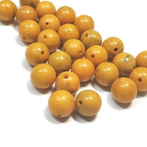 9mm Vintage Mustard Yellow and Spinach Green Marbled Bakelite Beads, 10pcs