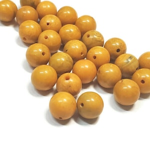 9mm Vintage Mustard Yellow and Spinach Green Marbled Bakelite Beads, 10pcs