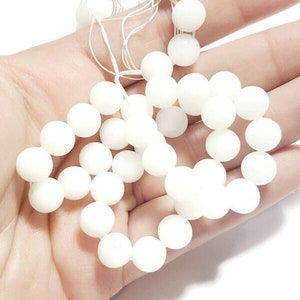 9mm Vintage White Alabaster Skim Milk Glass Bead Strands, 1 Strand